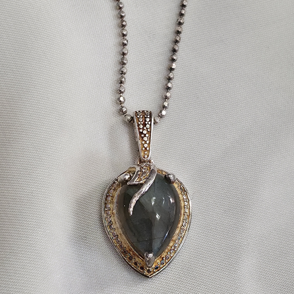 Malagasy Labradorite Sterling Silver Pendant w Chain